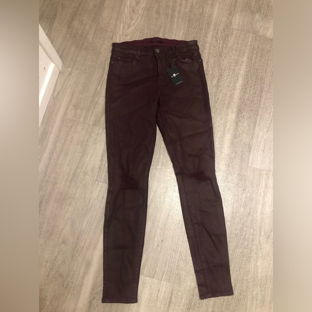 7 For All Mankind burgundy coated pants jeans sz 29